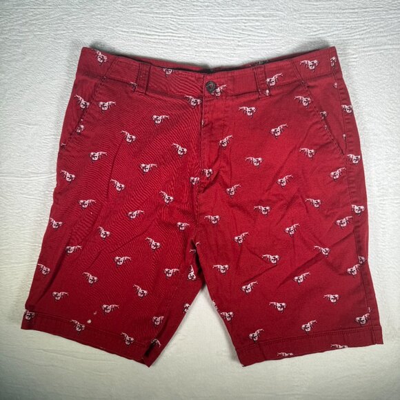 Plugg Flex Shorts Size 36 In Red With Kangaroo All over Print Chino - Picture 1 of 8